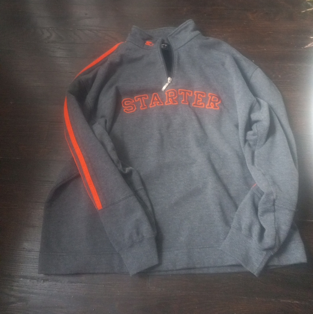 Starter 1/4 Zip Up Hoodie Men Size XL Grey And Orange Color Comfort